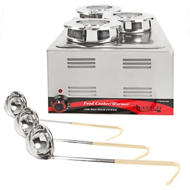 Triple Well 4 Qt. Countertop Food Warmer with 3 Insets, 3 Covers, and 3 Ladles - 120V, 1500W