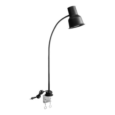 39" Black Single Arm Stainless Steel Heat Lamp with  PCLMPSS Stainless Steel Clamp - 120V, 250W