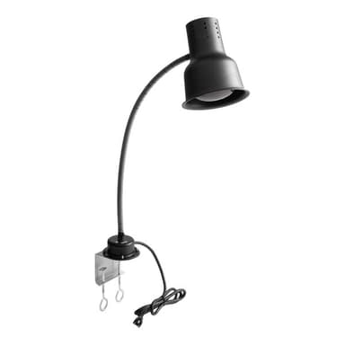 24" Black Single Arm Bulb Warmer Flexible Heat Lamp with  PCLMPSS Stainless Steel Clamp - 120V, 250W