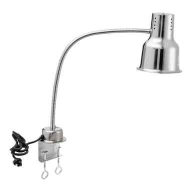 24" Single Arm Stainless Steel Heat Lamp with  PCLMPSS Stainless Steel Clamp - 120V, 250W