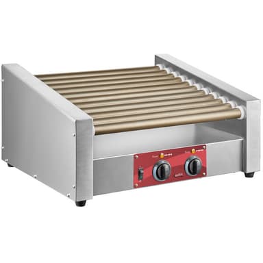 30 Slanted Hot Dog Roller Grill with 11 Non-Stick Rollers - 120V, 910W
