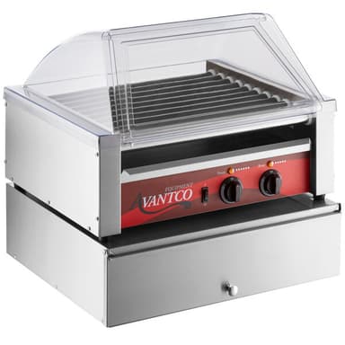 30 Hot Dog Non-Stick Roller Grill with Sneeze Guard and 100 Bun Cabinet