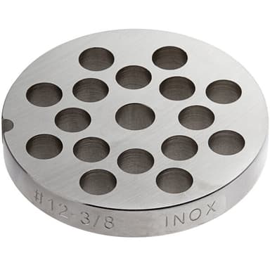 #12 Stainless Steel Grinder Plate for MG12 and MG12R Meat Grinders - 3/8"