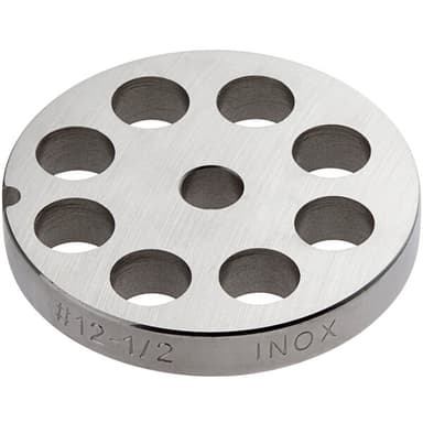 #12 Stainless Steel Grinder Plate for MG12 and MG12R Meat Grinders - 1/2"
