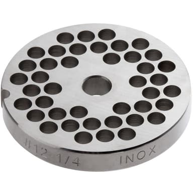 #12 Stainless Steel Grinder Plate for MG12 and MG12R Meat Grinders - 1/4"