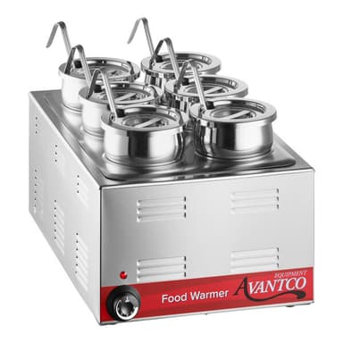 W50 12" x 20" Full Size Electric Countertop Food Warmer / Topping Station with (6) 2 1/2 Qt. Inset Pots - 120V, 1200W