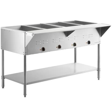 Four Pan Open Well Electric Steam Table with Undershelf - 208/240V, 3000W