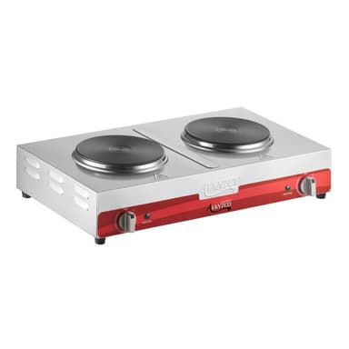 Double Burner Solid Top Stainless Steel Portable Electric Side-by-Side Hot Plate - 3,000W, 240V