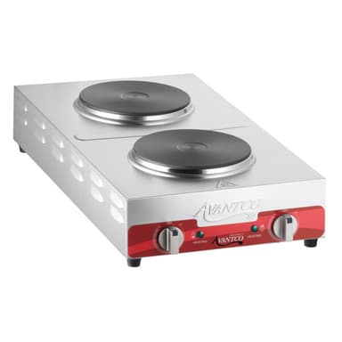 Double Burner Solid Top Stainless Steel Portable Electric Front-to-Back Hot Plate - 3,000W, 240V