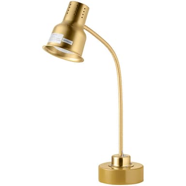 24" Gold Single Arm Flexible Heat Lamp with Weighted Base - 120V, 250W