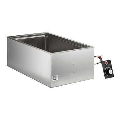 Bottom Mount Drop-In Full Size Hot Food Well with Round Inside Corners and Drain - 120V, 1,500W