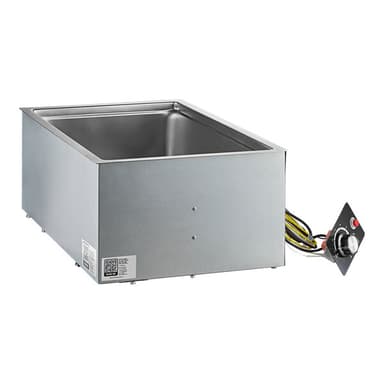 Bottom Mount Drop-In Full Size Hot Food Well with Square Inside Corners and Drain - 120V, 1,500W