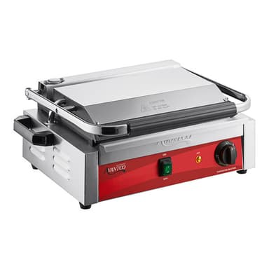 Commercial Panini Sandwich Grill with Smooth Plates and 13 3/8" x 8 3/4" Cooking Surface - 120V, 1750W