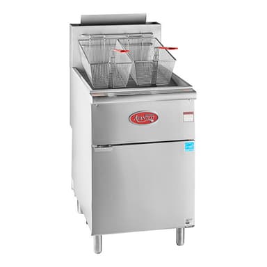 F5-ES-N 65-70 lb. Natural Gas Stainless Steel Floor Fryer - 100,000 BTU