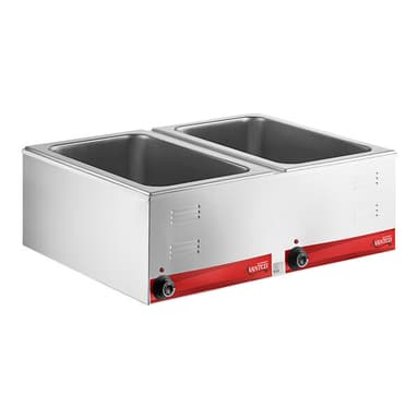 12" x 20" Full Size Dual Well Electric Countertop Food Warmer with Thermostatic Controls - 120V, 2,000W