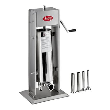 30 lb. Stainless Steel Vertical Manual Sausage Stuffer with 5/8", 7/8", 1 1/4", and 1 1/2" Stainless Steel Funnels