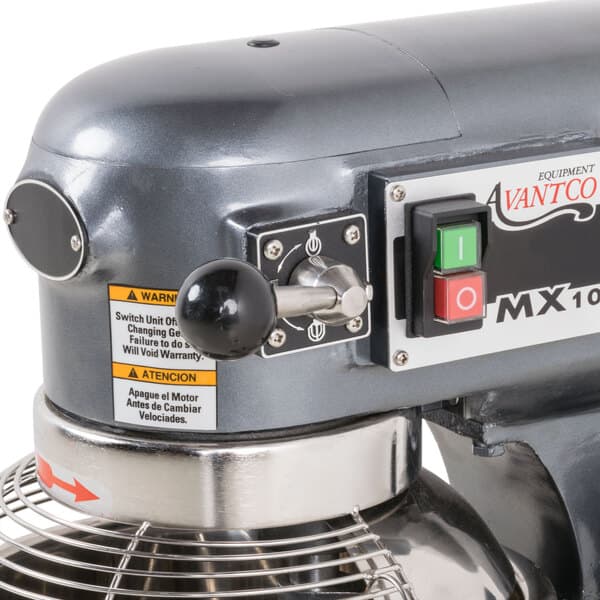 An Avantco On/Off switch for a mixer.