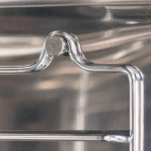 A close-up of a stainless steel rack support for an Avantco CO-28 convection oven.
