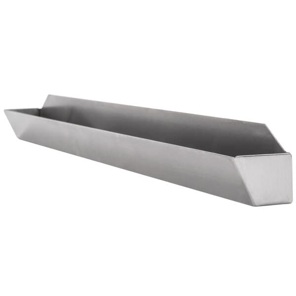 An Avantco stainless steel rectangular drip tray with a handle.