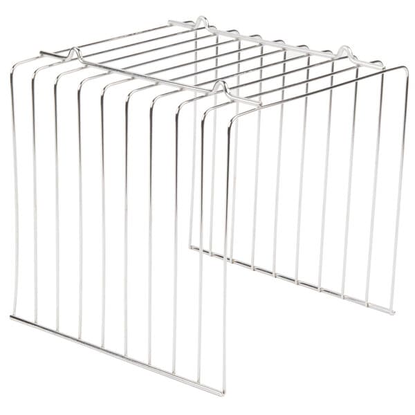 An Avantco metal bun rack with wire shelves.