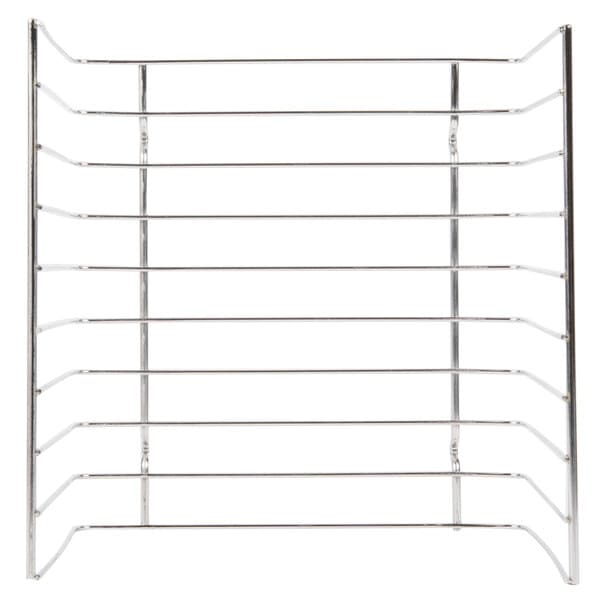 An Avantco bun rack with many rows of metal rods.