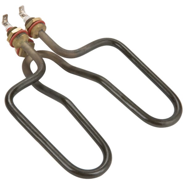 An Avantco heating element with two black metal heaters and two wires.