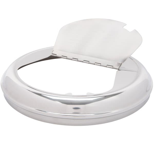 A silver circular lid assembly for an Avantco soup kettle.