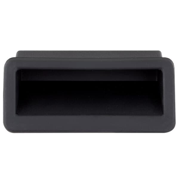 A black rectangular plastic door handle for Avantco.