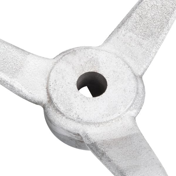 A close-up of a metal Avantco hand wheel with a hole in the center.