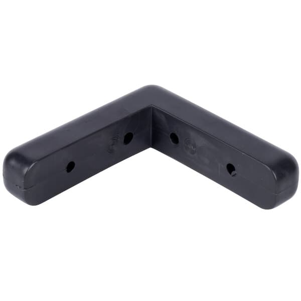 A black Avantco corner bumper with holes.