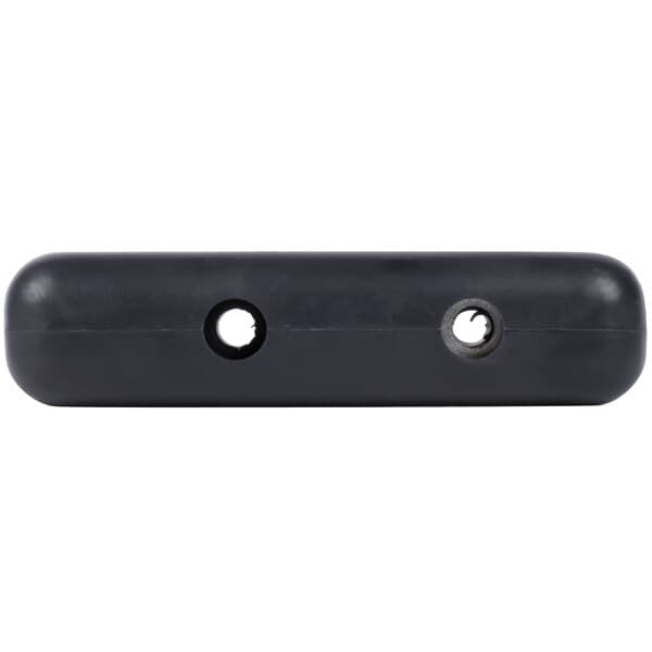 A black plastic Avantco bumper with two holes.