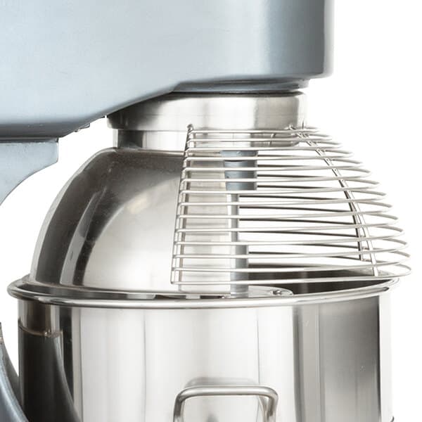 A close up of an Avantco mixer with a metal bowl and a metal back bowl guard.