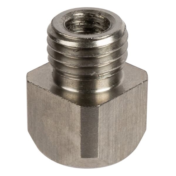 A stainless steel threaded square head nut.