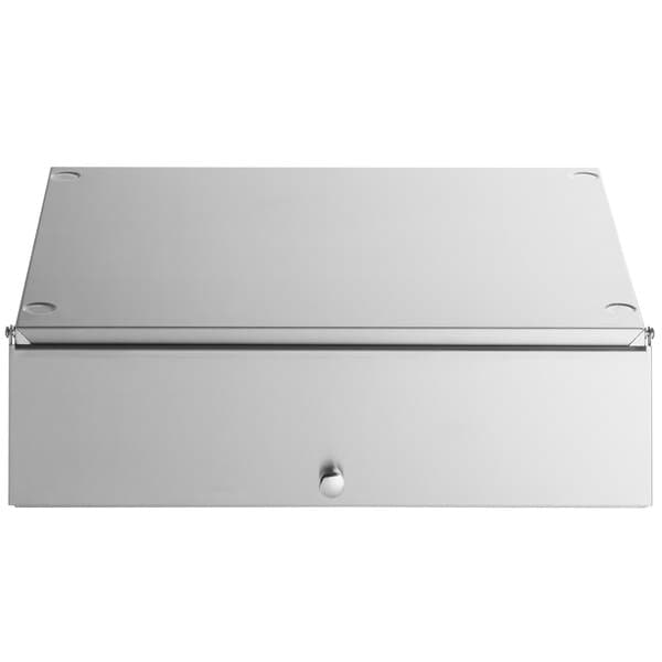 A stainless steel box with a drawer.