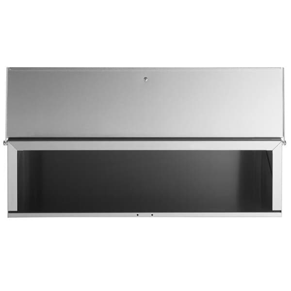 A close-up of a silver rectangular Avantco stainless steel bun cabinet with a lid.