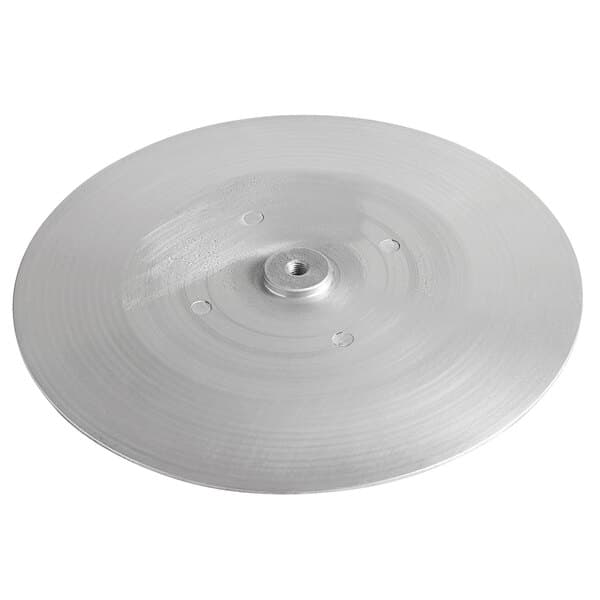 A silver circular blade cover with holes.