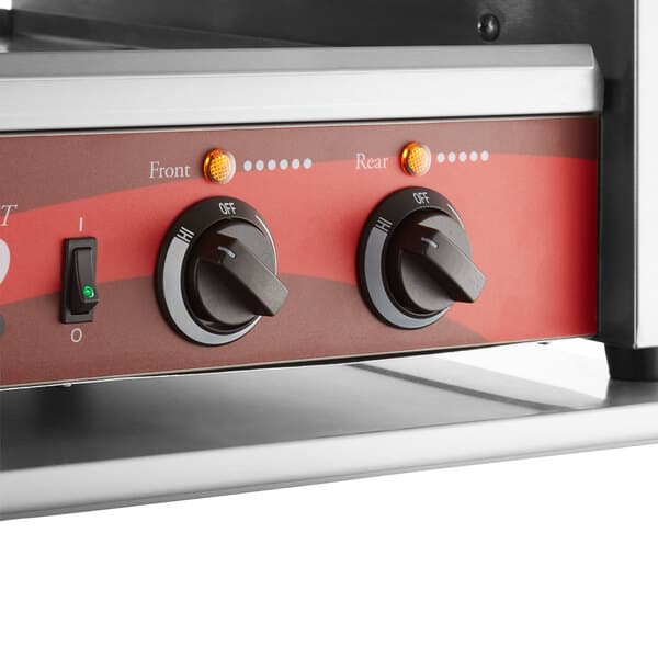 An Avantco hot dog roller grill on a counter.