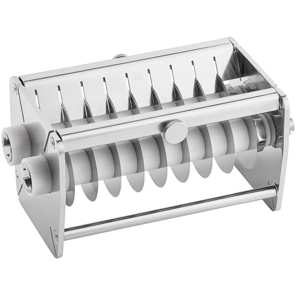 A silver metal Avantco meat stripper blade set with four blades.