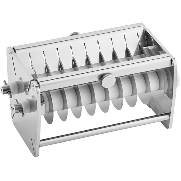 a metal machine with a white object