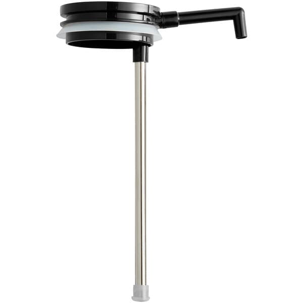 A close up of a long silver and black stem for an Avantco 3.5 liter airpot.