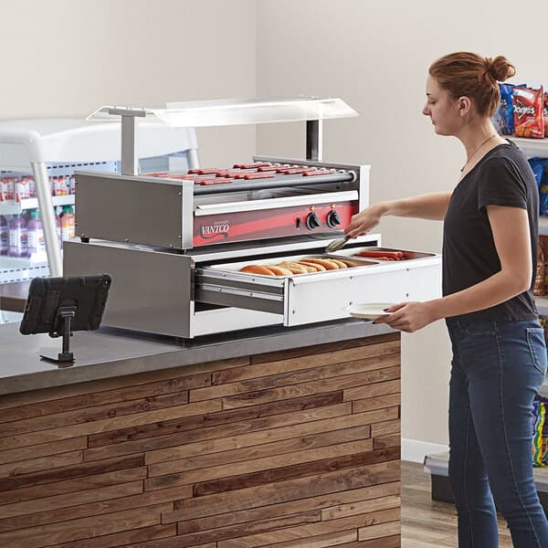 a tray of food in a machine