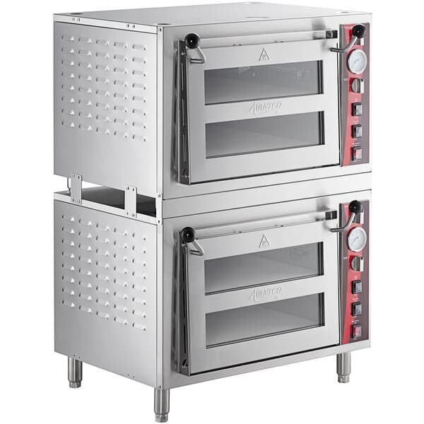 a two large silver ovens