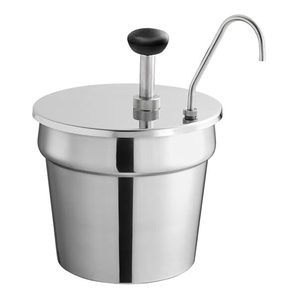 An Avantco stainless steel condiment pump with an inset.