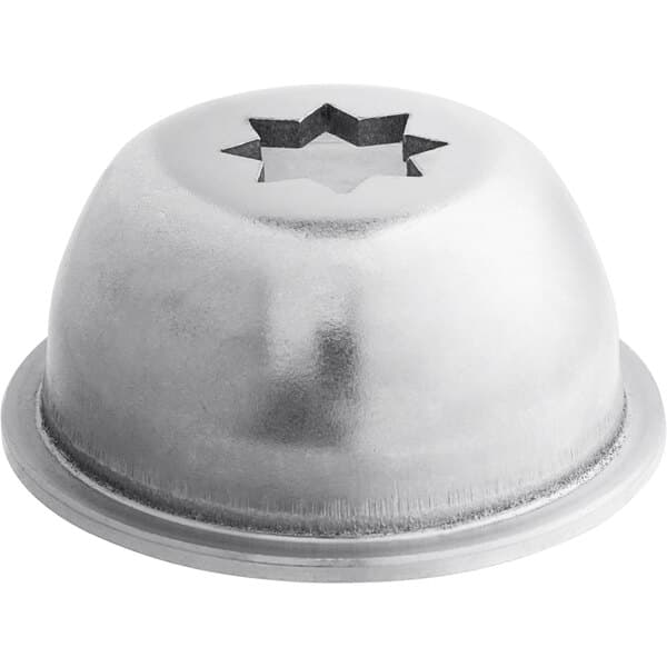 A silver metal Avantco Churro tube with a star on top.