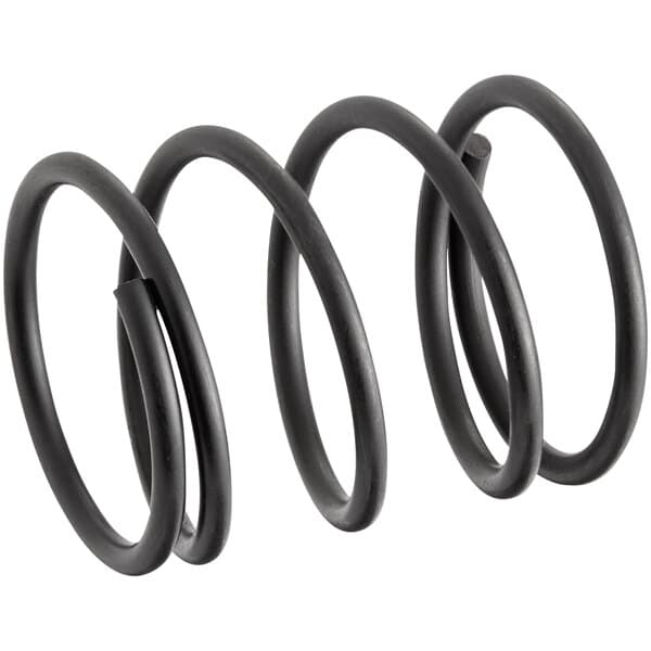 A black coil spring on a white background.