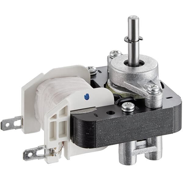 An Avantco fan motor with a white and black wire.