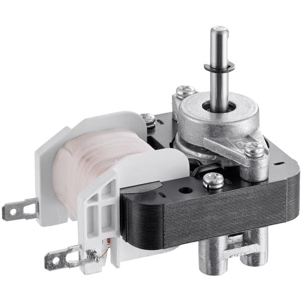 A white Avantco fan motor with metal and plastic parts.