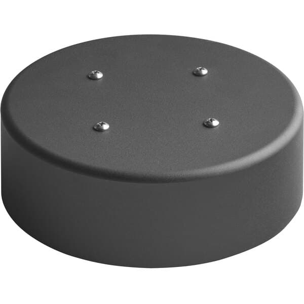 A black weighted base with four silver screws.