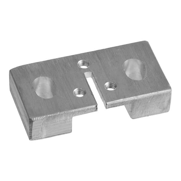 A metal guide block component for the Avantco EMBS94SS slicer.