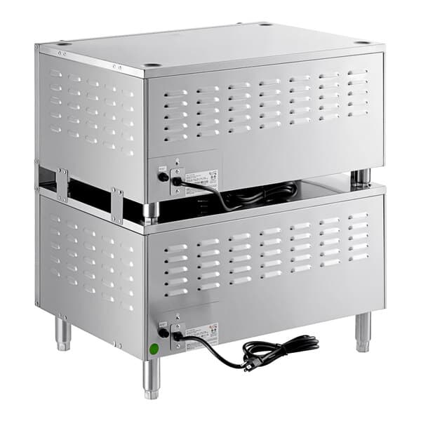 An Avantco double deck countertop bakery oven with a wire plugged in.